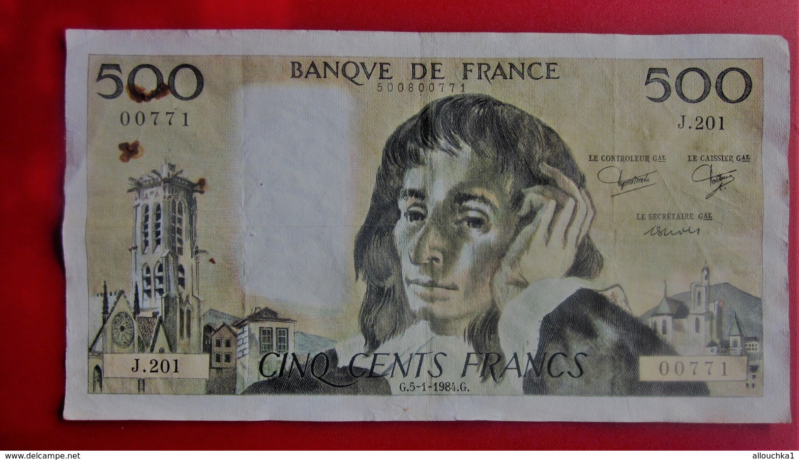 1984 .G. PASCAL Monnaies & Billets France 1962-1997 ''Francs''  500 F 1968-1993 ''Pascal'' Numéro 00771 - 500 F 1968-1993 ''Pascal''