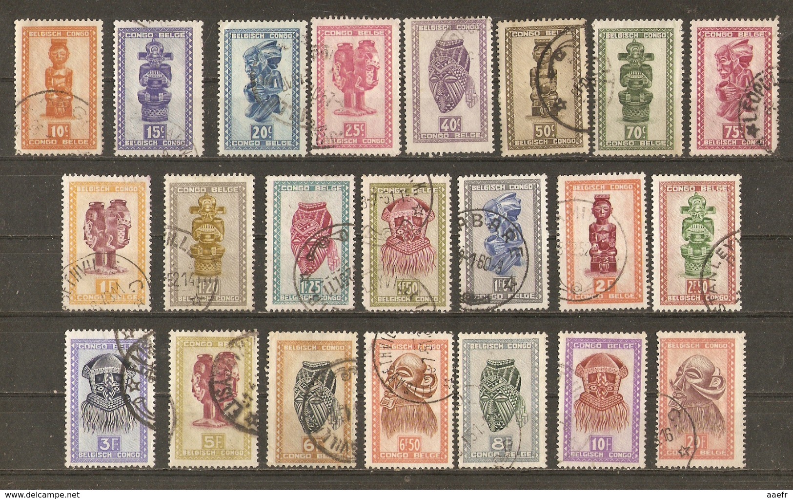 Congo Belge - 1947 -  Artisanat Et Masques - Petit Lot De 22 Timbres° - Gebraucht