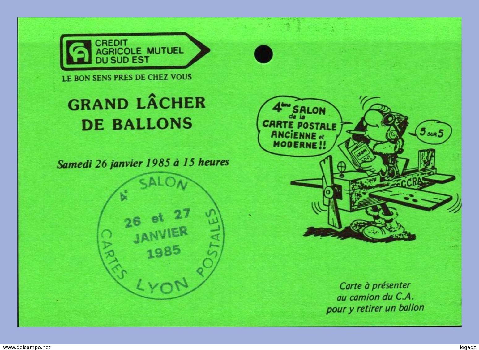 Carte Lacher Ballons - Lyon (69) - 2 Janv 1985. 4eme Salon De La Carte Postale Ancienne Et Moderne - Sammlerbörsen & Sammlerausstellungen