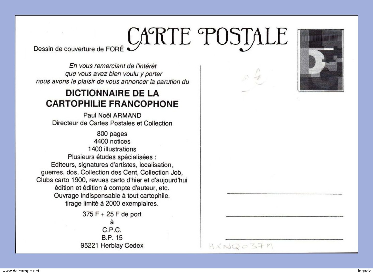 Carte Publicité - Illustrateur  (Foré) - Dictionnaire De La Cartophilie Francophone - Fore