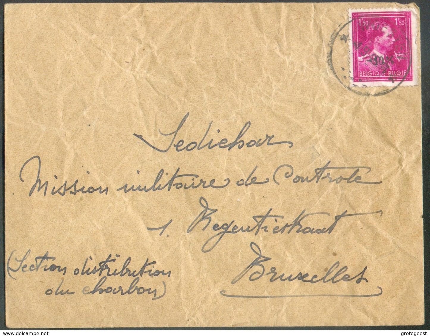 1F50 LEOPOLD III Col Ouvert V-10% Obl. Sc Relais De WOESTEN * Sur Lettre Du 4-9-46 Vers Bruxelles - 14731 - 1946 -10%