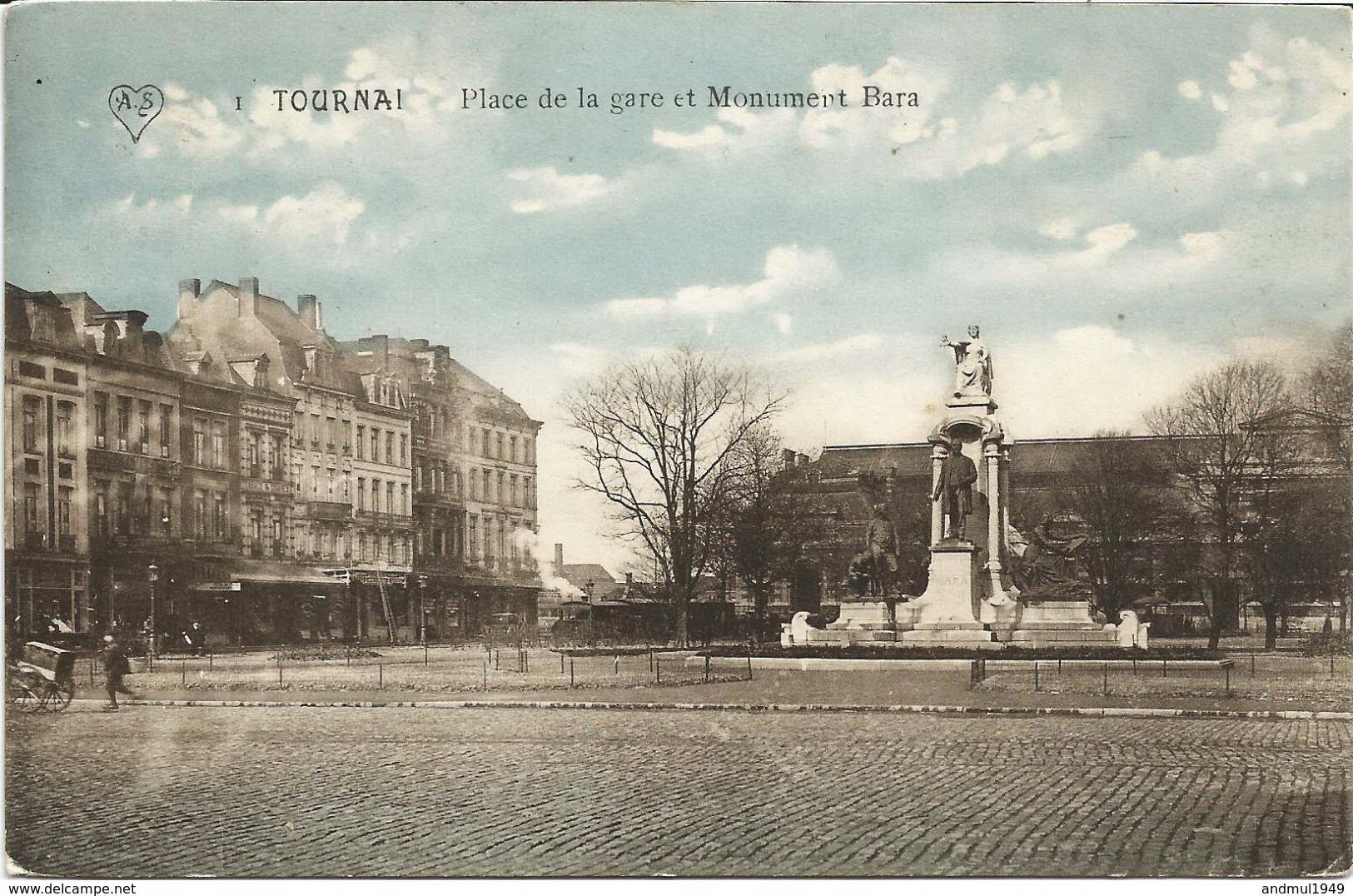 TOURNAI - Place De La Gare Et Monument Bara - Oblitération De 1912 - Tournai