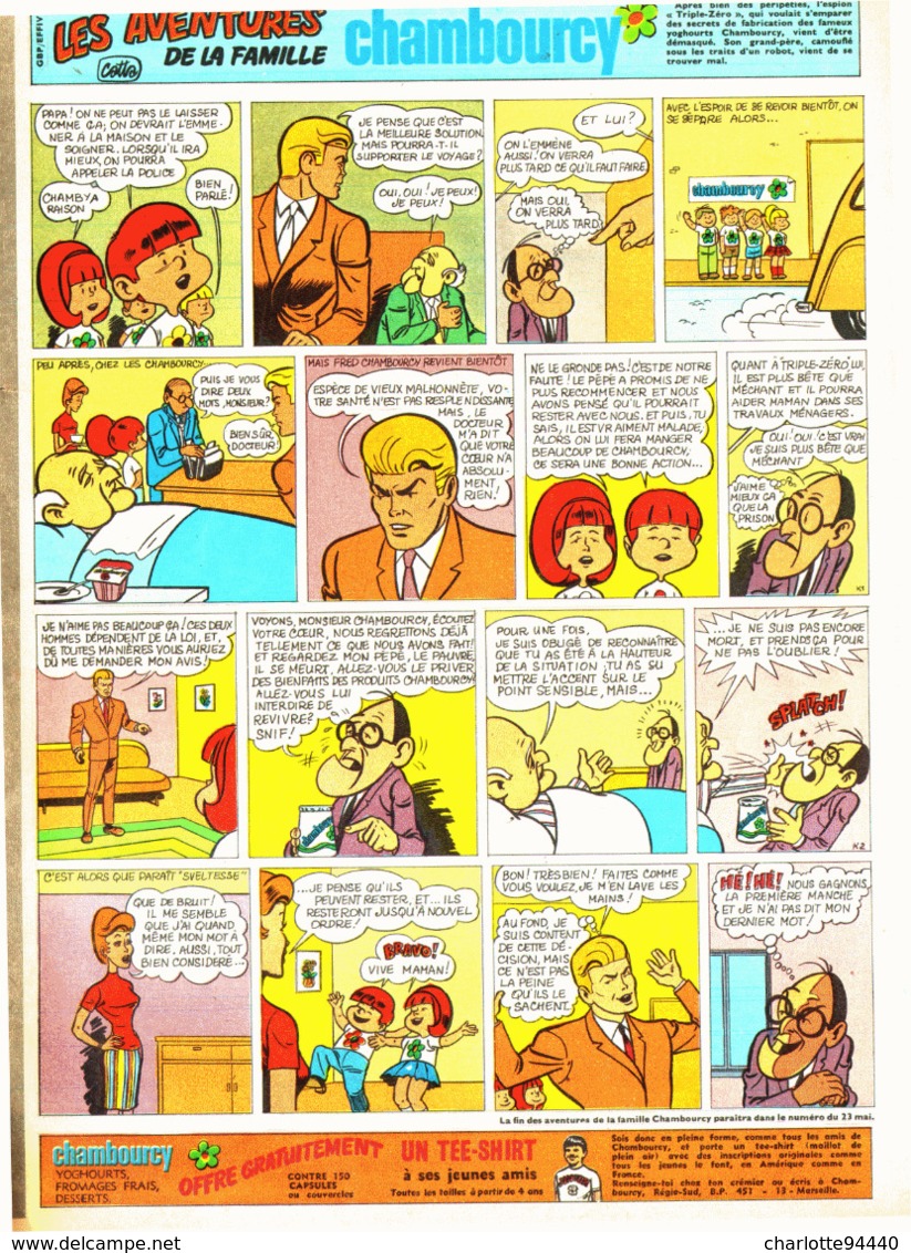 PUB  LES AVENTURES DE LA FAMILLE  " CHAMBOURCY  "  EN BANDES DESSINEES 1968 (10) - Advertising