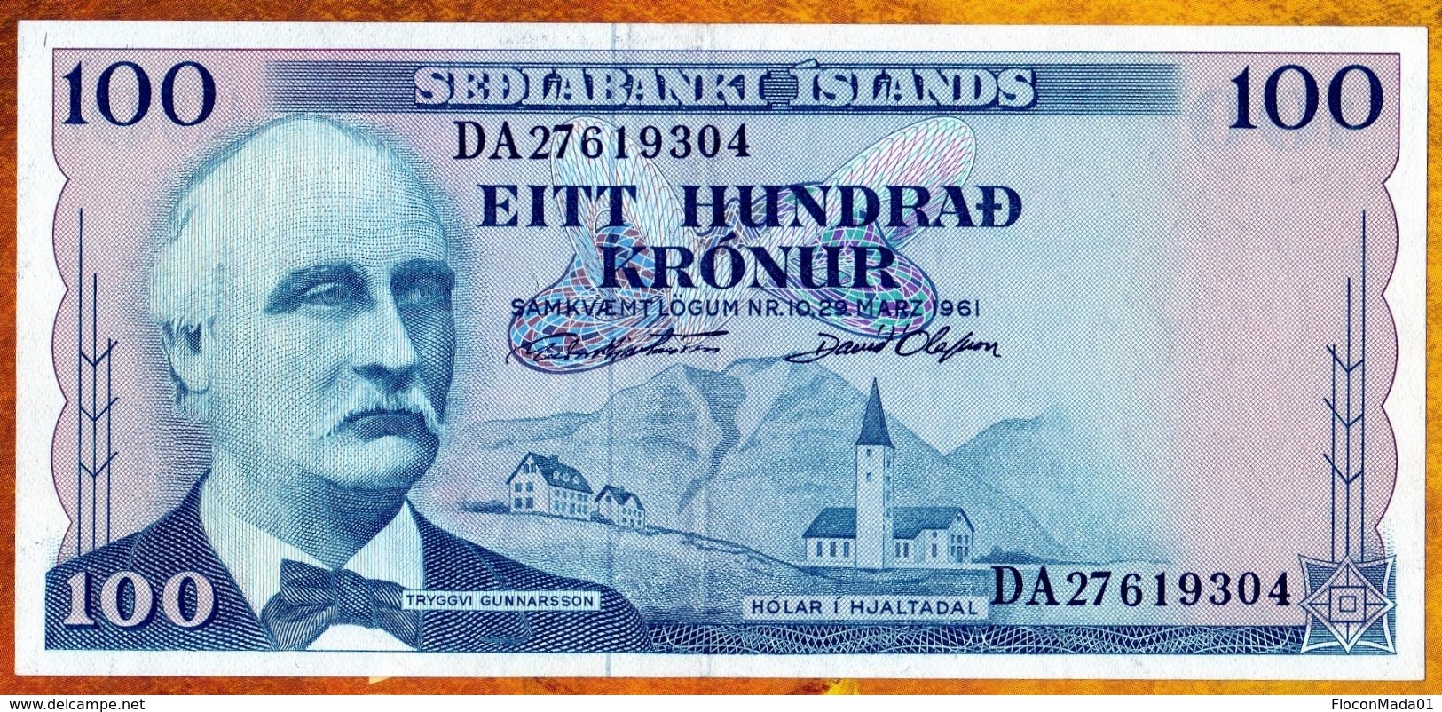 Islande 1961 100 Kronur  AU / UNC    See Explain - IJsland