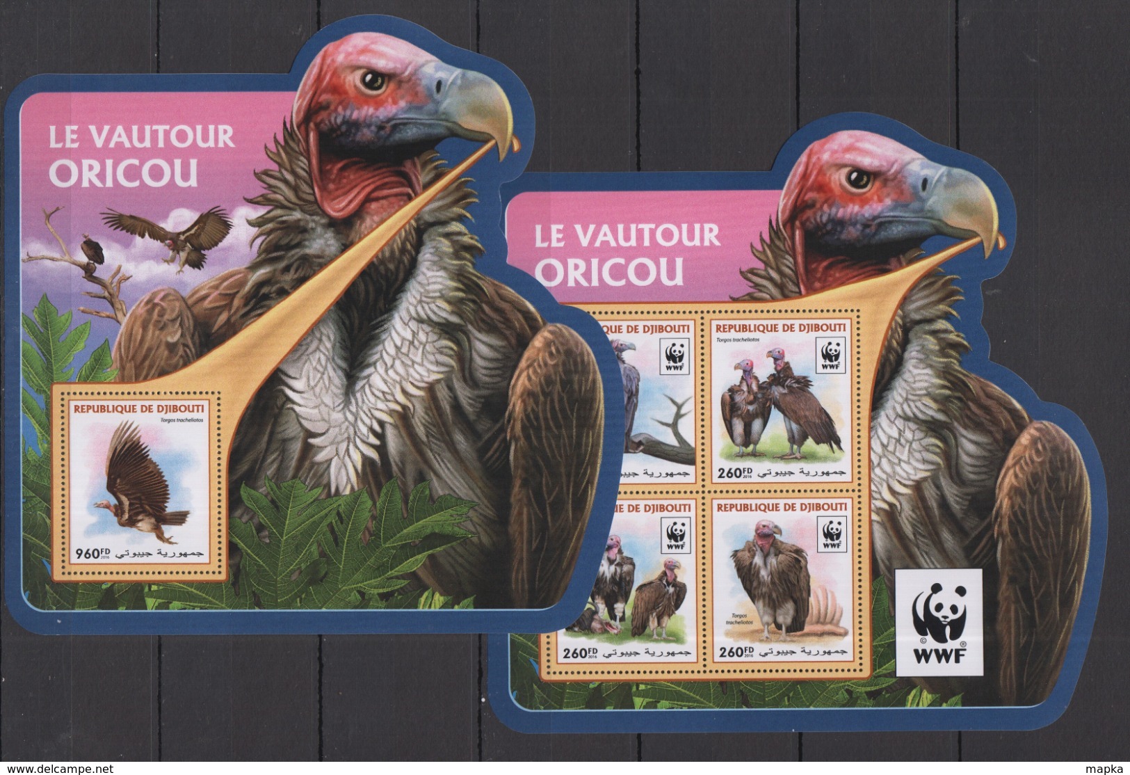 DJ086 2016 DJIBOUTI WWF FAUNA BIRDS LE VAUTOUR OICOU KB+BL MNH - Sonstige & Ohne Zuordnung