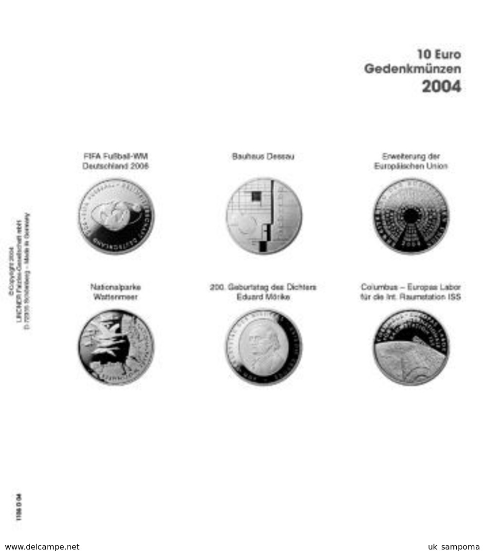 Lindner 1108D04 Illustrated Page 10 EURO Commemorative Coins - 2004 Germany - Supplies And Equipment