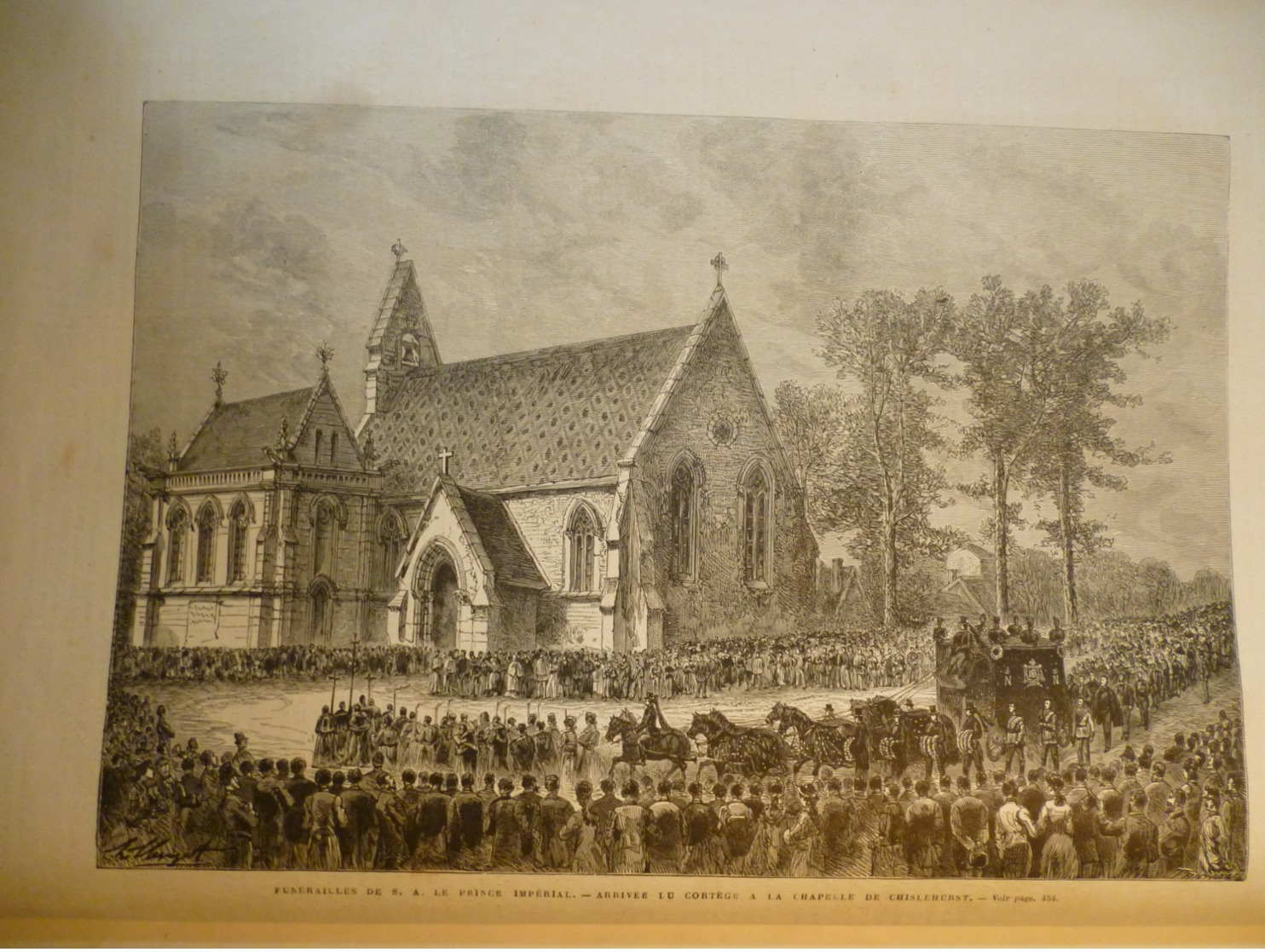 Funérailles De S A Le Prince Impérial , Arrivée Du Cortége A La Chapelle De Chislehurst , Gravure De 1879 - Documents Historiques