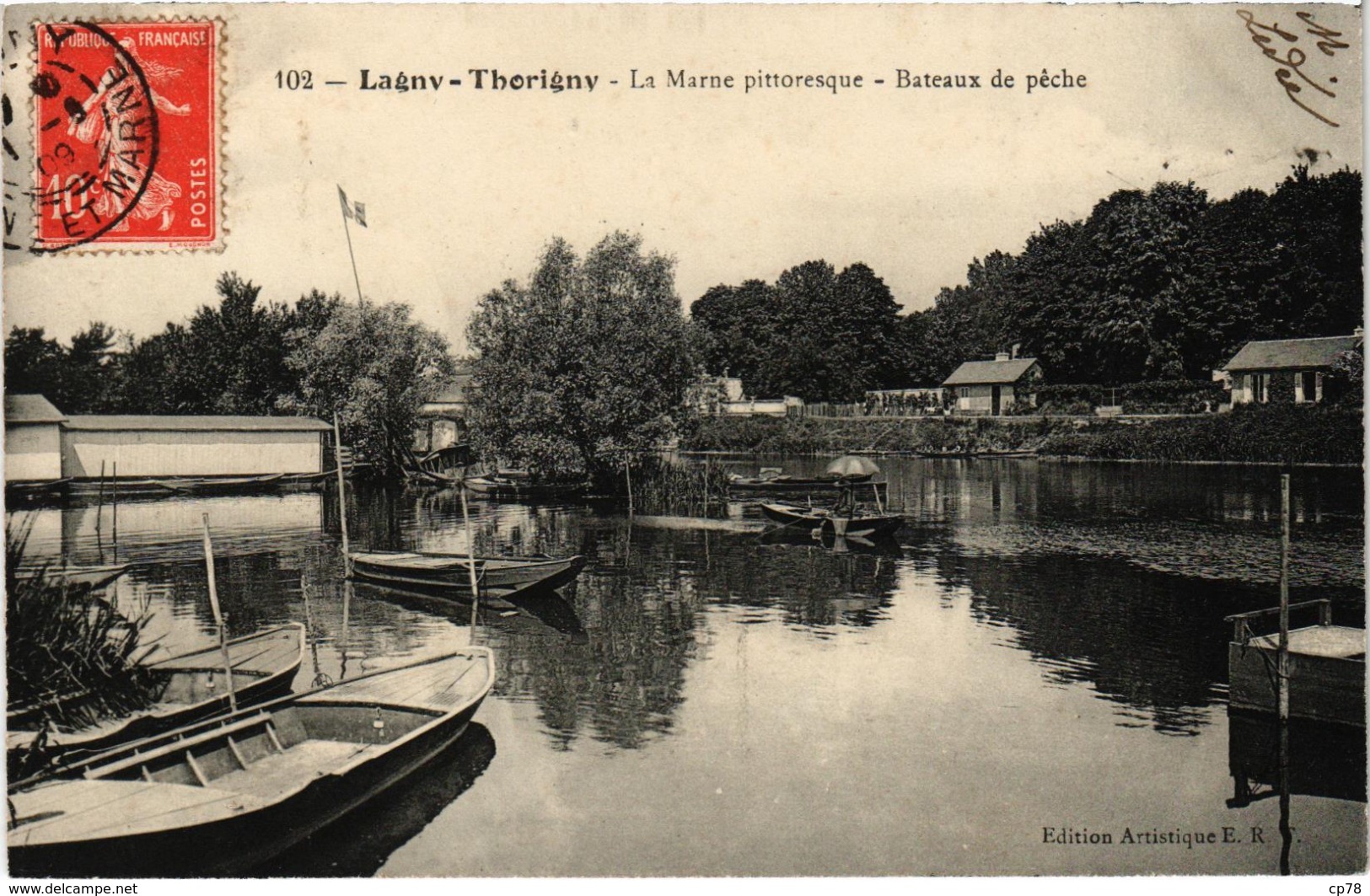 Lagny Thorigny La Marne Pittoresque Bateaux De Pêche Très Très Rare Postée En 1909 - Lagny Sur Marne