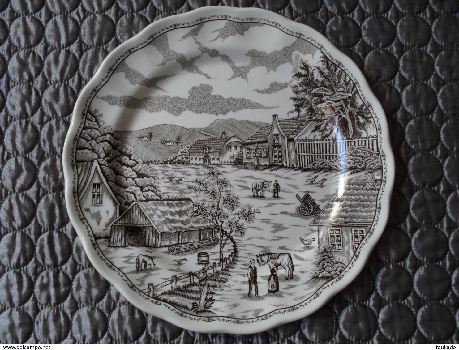 Assiette Céramique Décorative Paysage Campagne Ferme  25 Cm - Zonder Classificatie