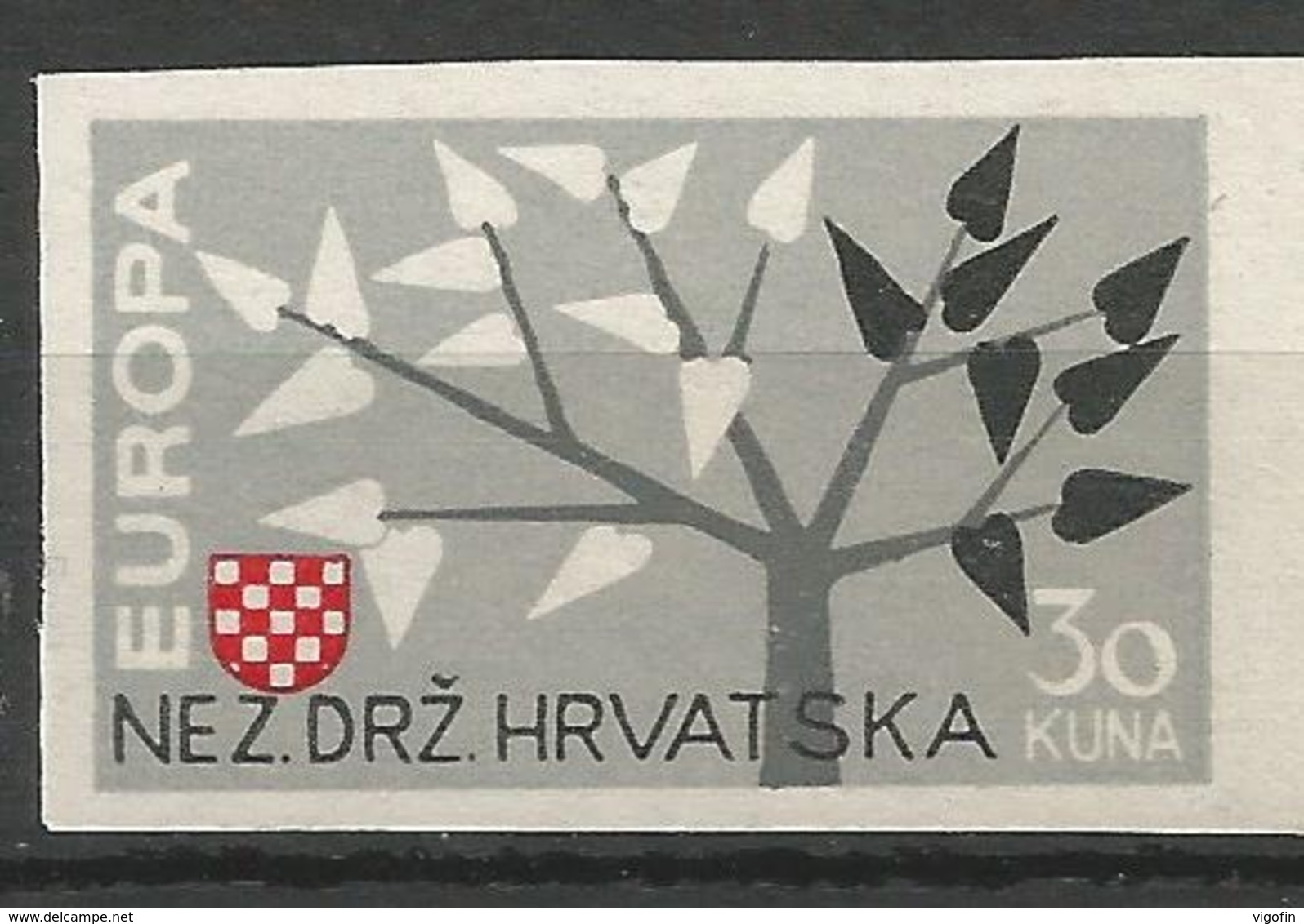 HR 1957 EUROPA CEPT, CROATIA HRVATSKA- EMISSONE IN EXILIO, 1 X 1v INPERFORATED, MNH - Croatia