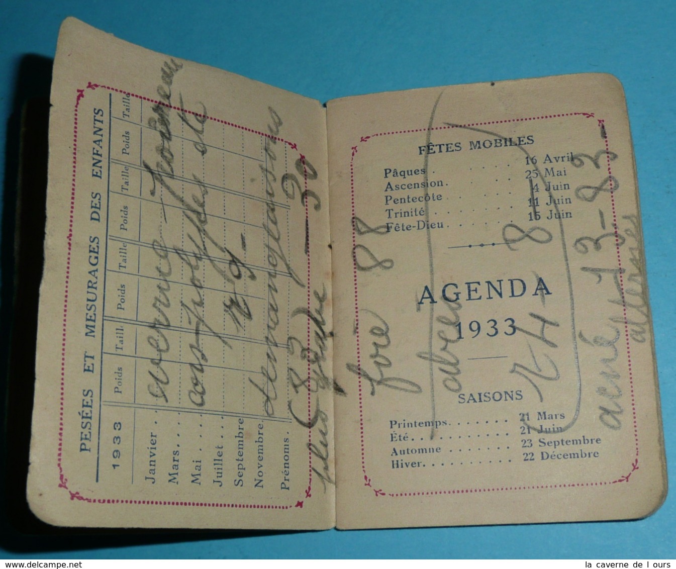 Calendrier, Almanach, Agenda 1933, Hémoglobine Sirop DESCHIENS - Petit Format : 1921-40
