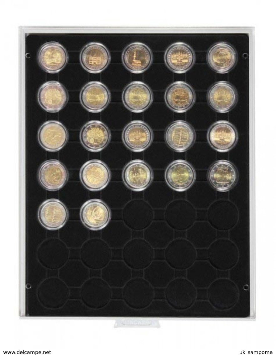 Lindner 2530C Coin Box CARBO With 35 Ound Compartments, Suitable For Coin Capsules With An External Ø Of 32 Mm, E.g. Fo - Supplies And Equipment