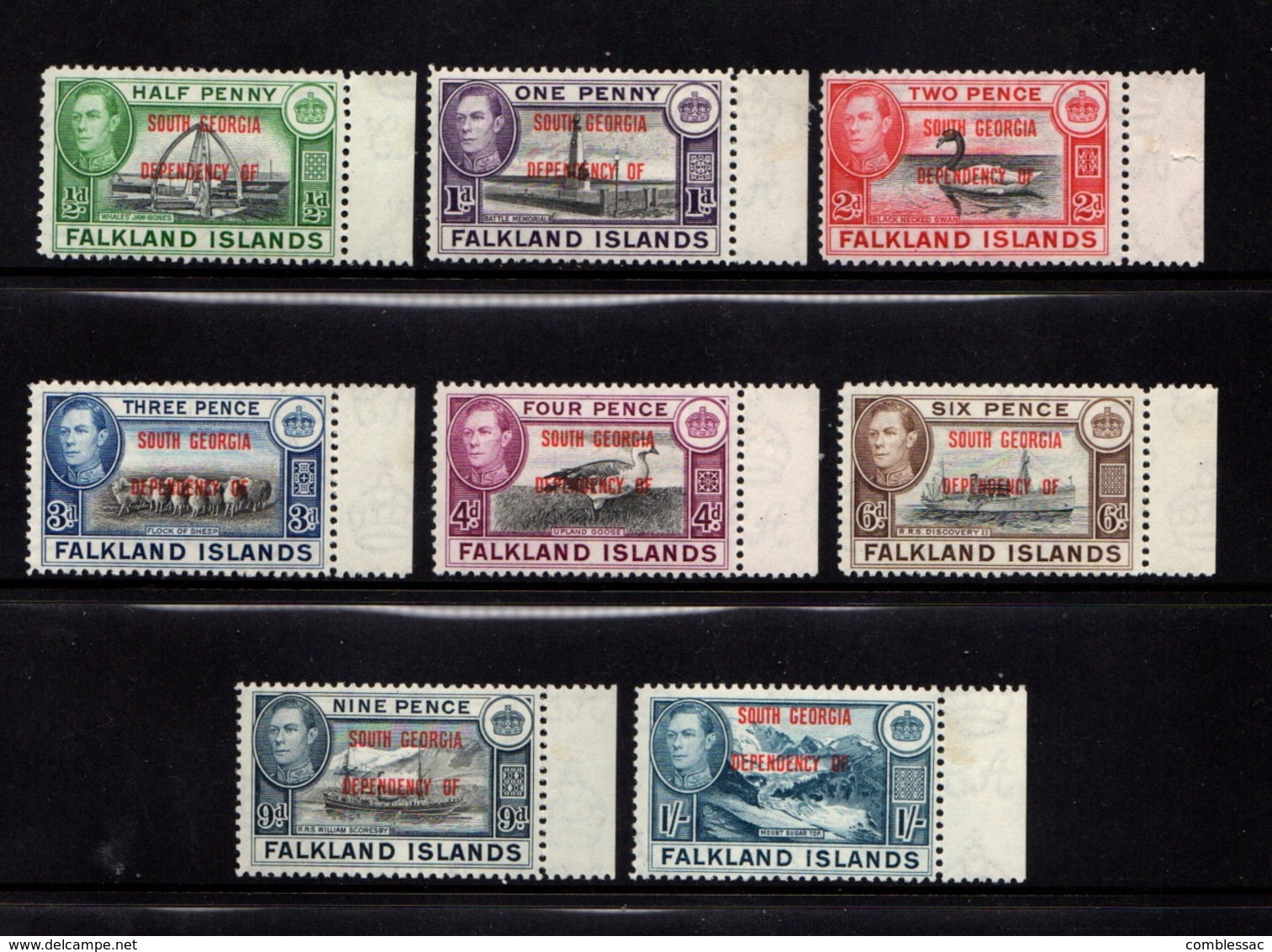 FALKLAND  ISLANDS  SOUTH  GEORGIA    1944    Various  Designs  Set  Of  8   MNH - South Georgia