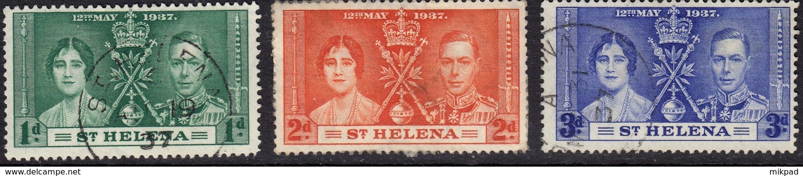 St Helena 1937 Coronation Set SG128-130 - Used - Saint Helena Island