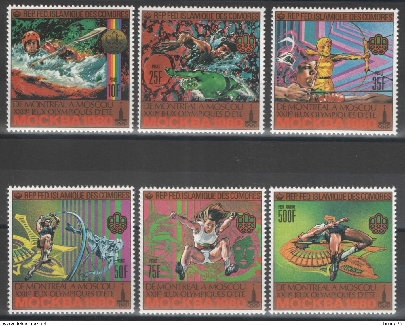 Comores - YT 308-312 + PA 172 ** MNH - 1979 - Jeux Olympiques De Moscou 1980 - Isole Comore (1975-...)