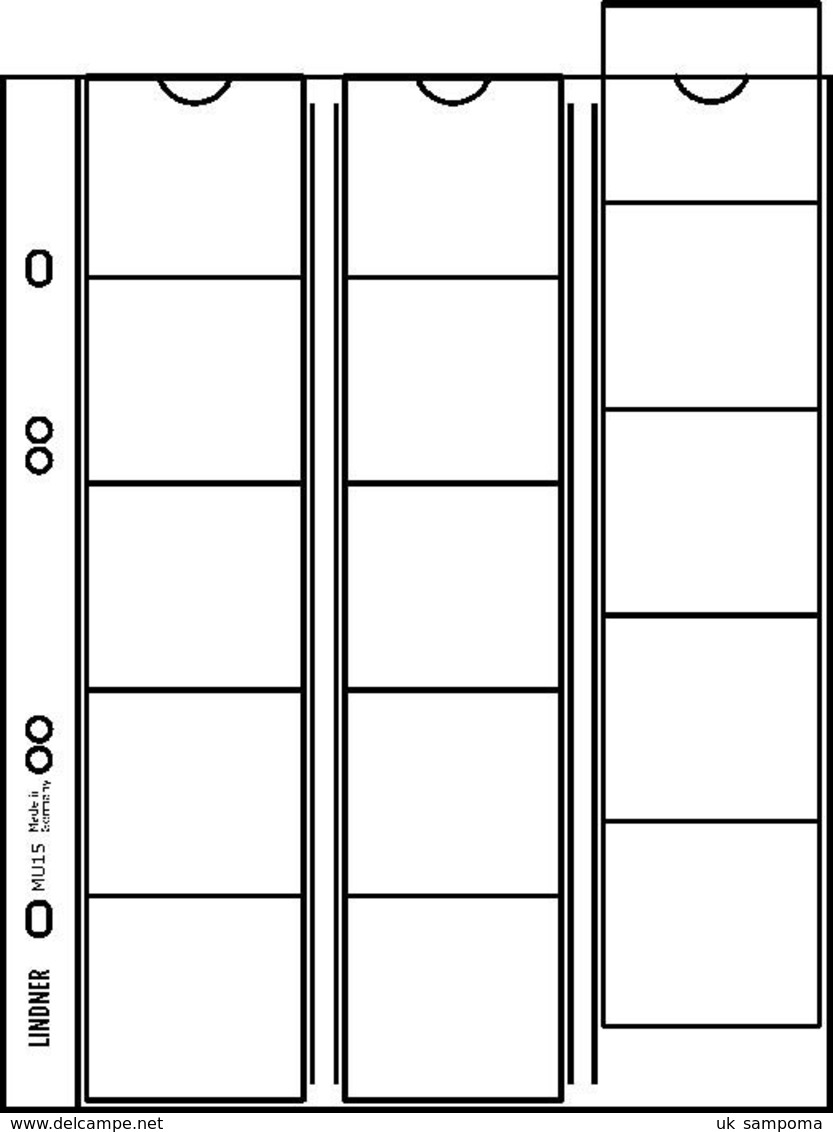 Lindner MU15 Multi Collect Coin Pages For 15 Coins Up To 42 Mm Diameter, Interleaving Black, Pack Of 5 - Blank Pages