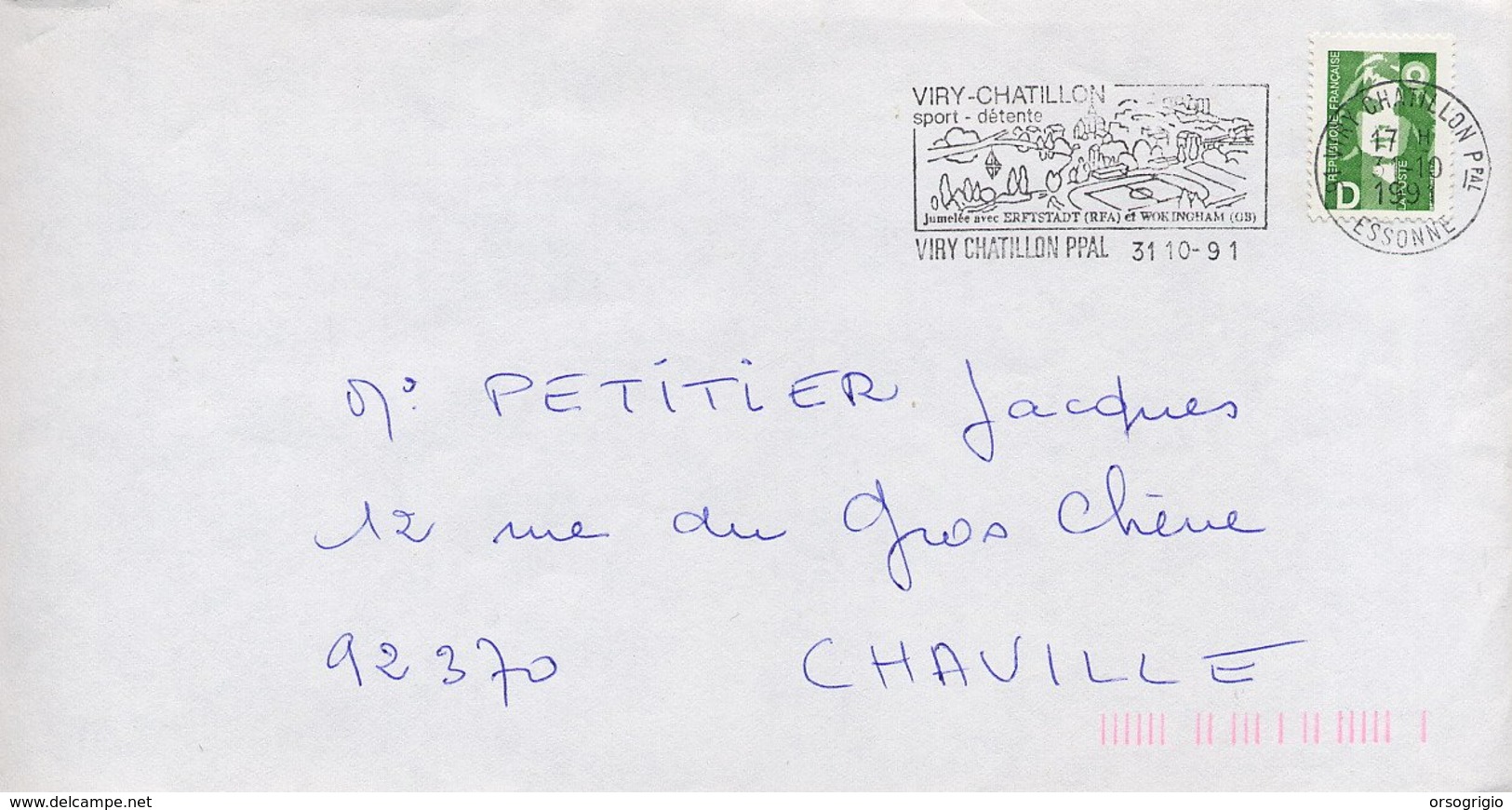 FRANCIA - VIRY CHATILLON ESSONNE  -  CAMPO DA CALCIO - Storia Postale