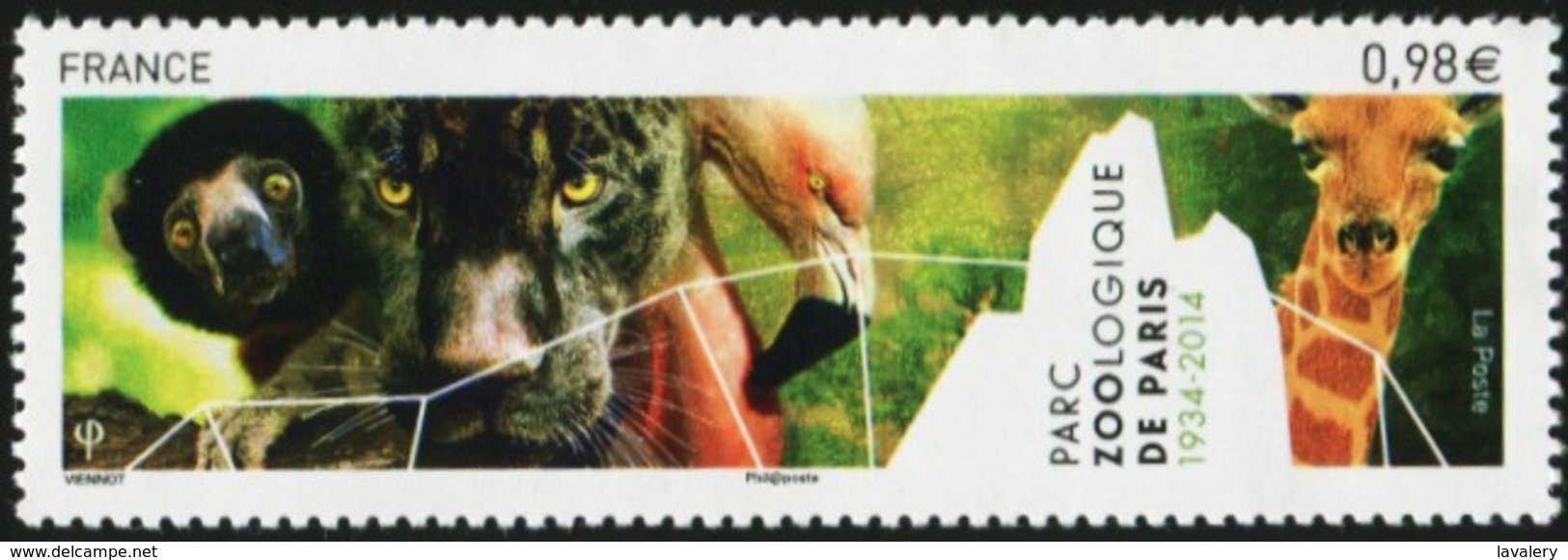 FRANCE 2014 Paris Zoological Park Lemur Jaguar Flamingo Giraffe Birds Animals Fauna MNH - Giraffes