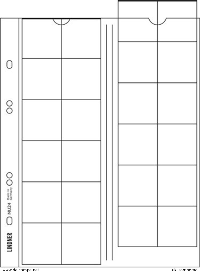 Lindner MU24 Multi Collect Coin Pages For 24 Coins Up To 34 Mm Ø, Black Interleaving - Pack Of 5 - Supplies And Equipment