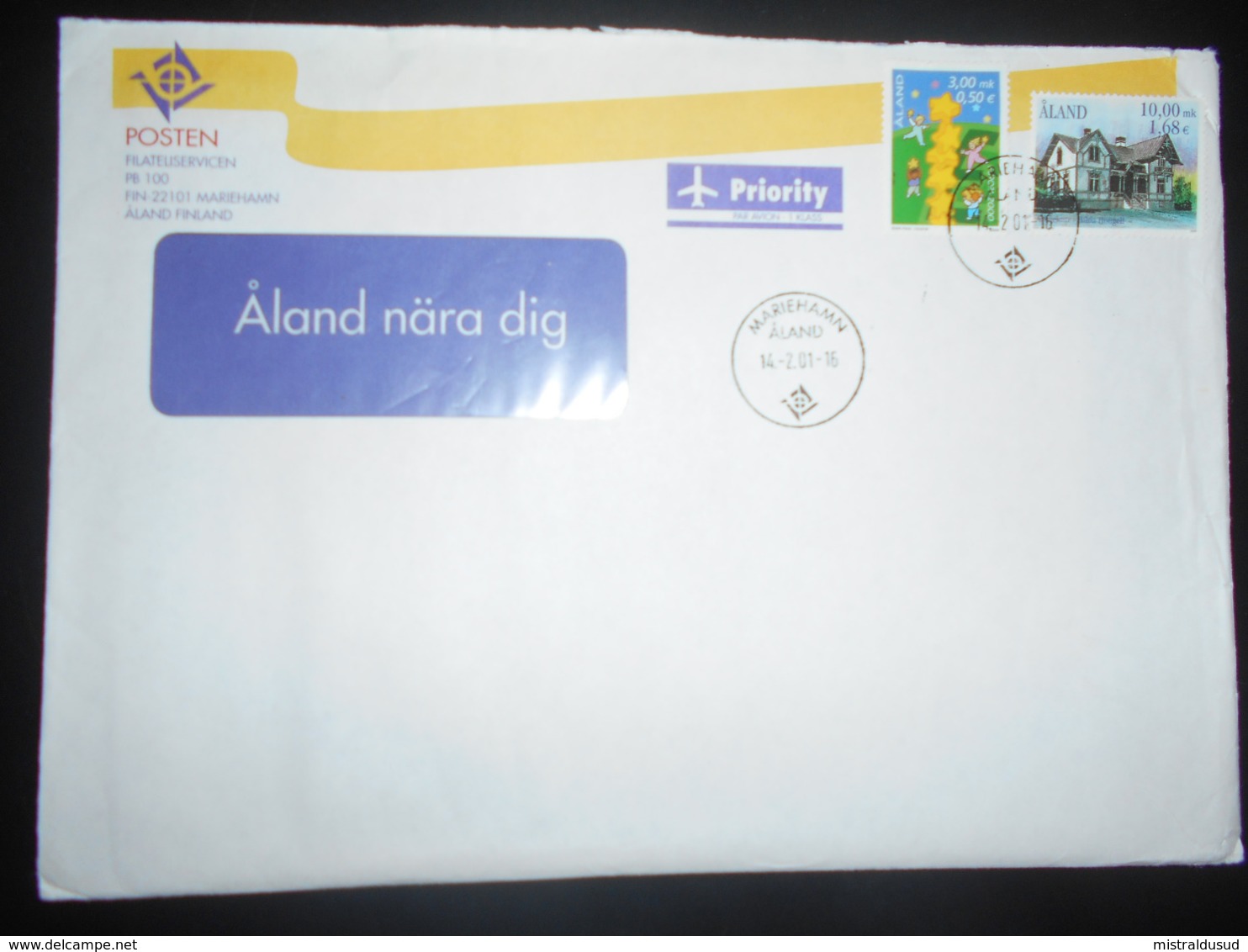 Aland Lettre De Mariehamn 2001 - Aland