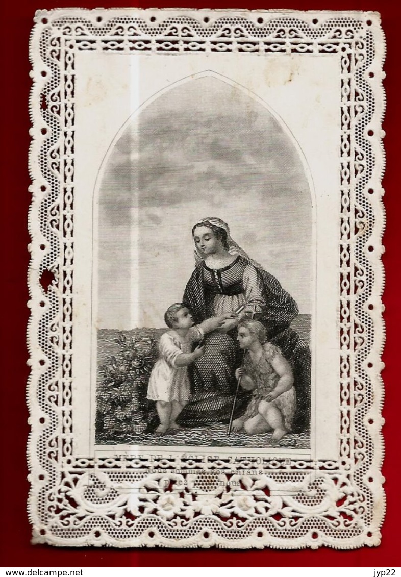 Image Pieuse Religieuse Holy Card Canivet Dentelle Mère De L'Eglise Catholique Nous Sommes Vos Enfants Priez Pour Nous - Santini
