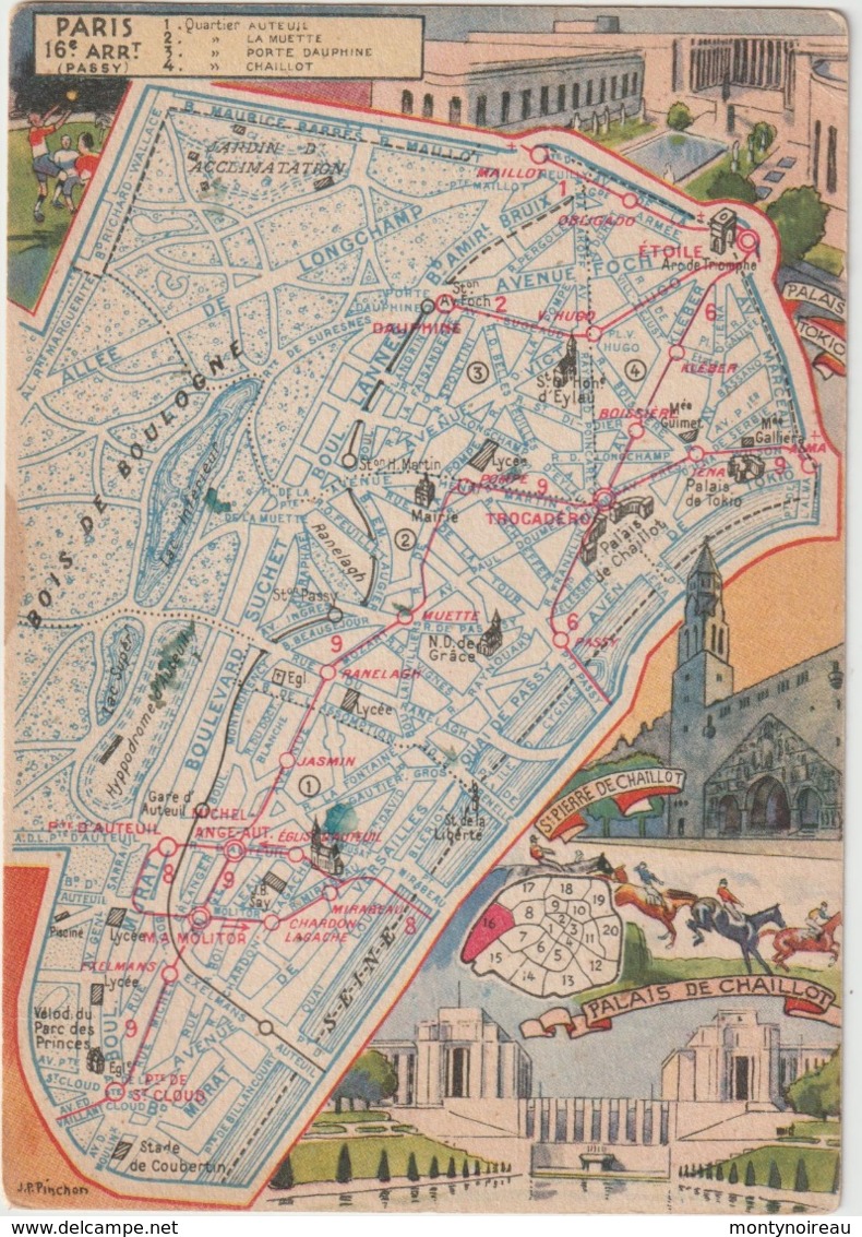 PARIS  :   Arrondissement  Carte  Géographique  Du  16  Em - Arrondissement: 16