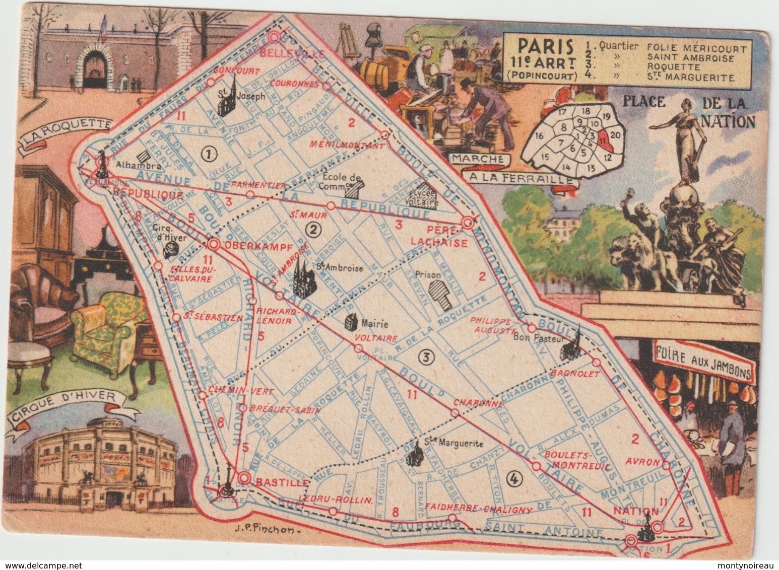 PARIS  :   Arrondissement  Carte  Géographique  Du  11  Em - Arrondissement: 11