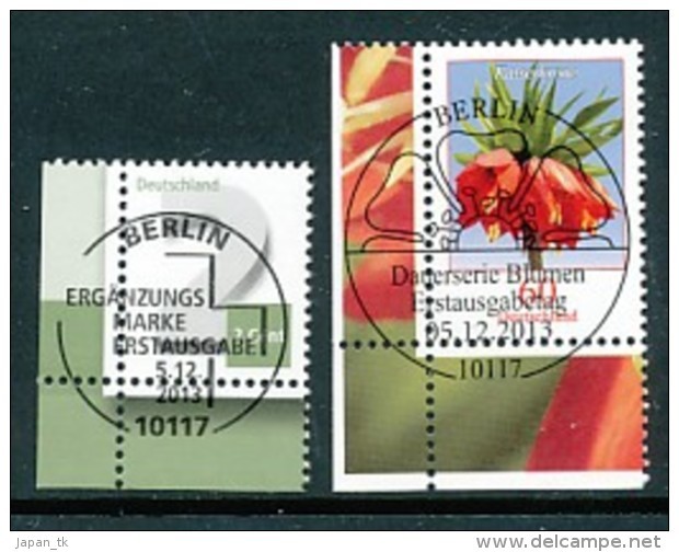 GERMANY Mi.Nr. 3042-3043 Freimarken: Ziffer, Blumen - ESST Berlin - Eckrand Unten Links - Used - Gebraucht