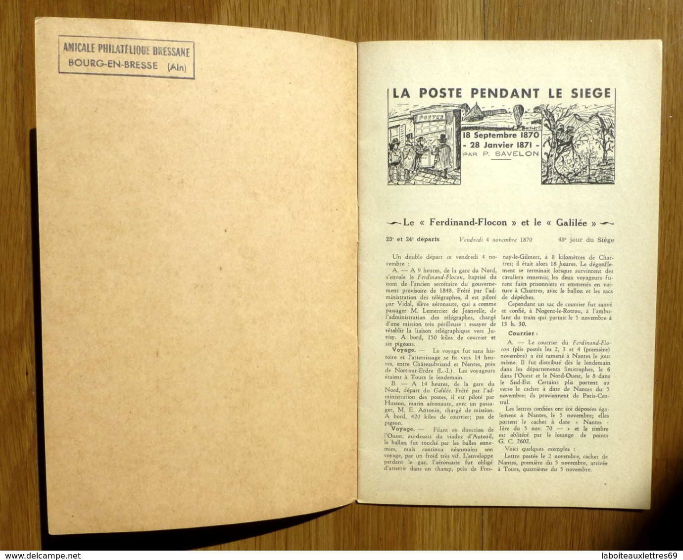 2 PLAQUETTES LA POSTE PENDANT LE SIEGE-ETUDE 1870-1871 - Documentos Históricos