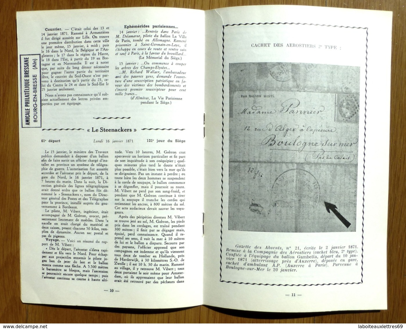 2 PLAQUETTES LA POSTE PENDANT LE SIEGE-ETUDE 1870-1871