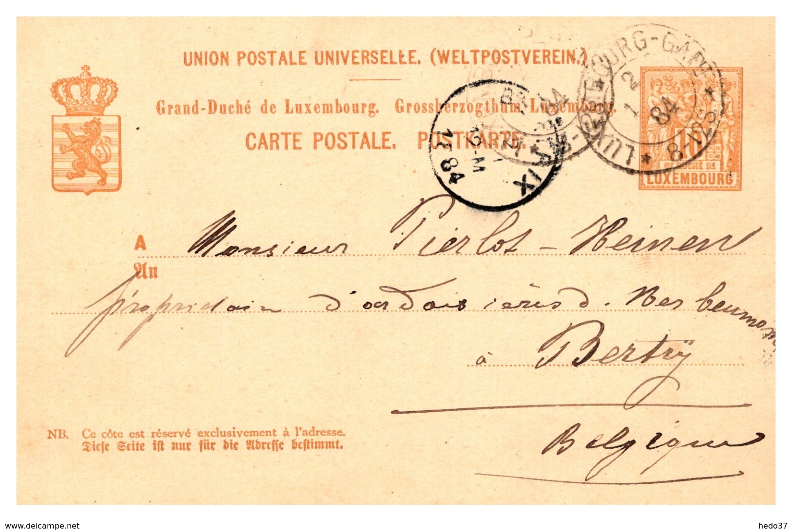 Luxembourg Entiers Postaux - TB - Stamped Stationery