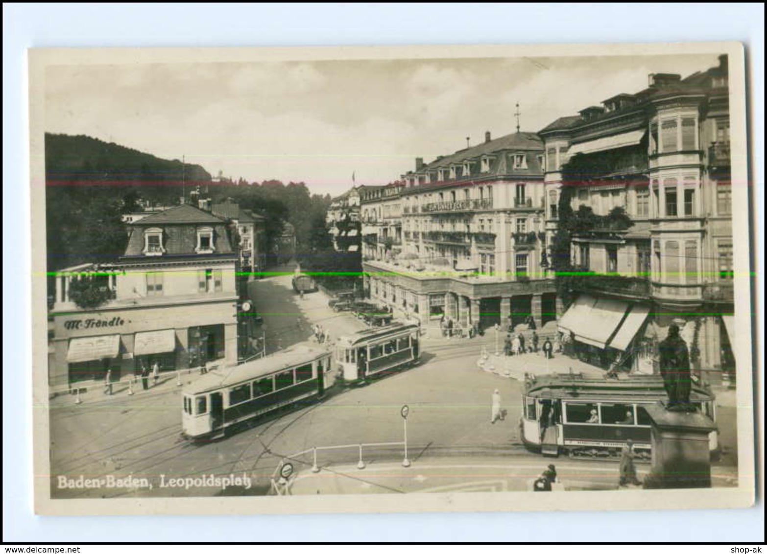 XX006821/ Baden-Baden Straßenbahn  Leopoldsplatz Foto AK Ca.1930 - Sonstige & Ohne Zuordnung