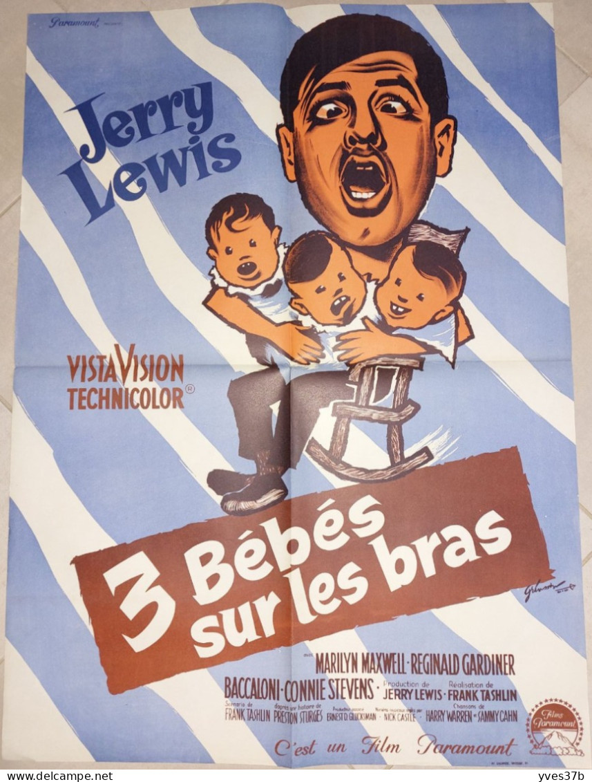 "3 Bébés Sur Les Bras" Jerry Lewis...1958 - Affiche 60x80 - TTB - Affiches & Posters