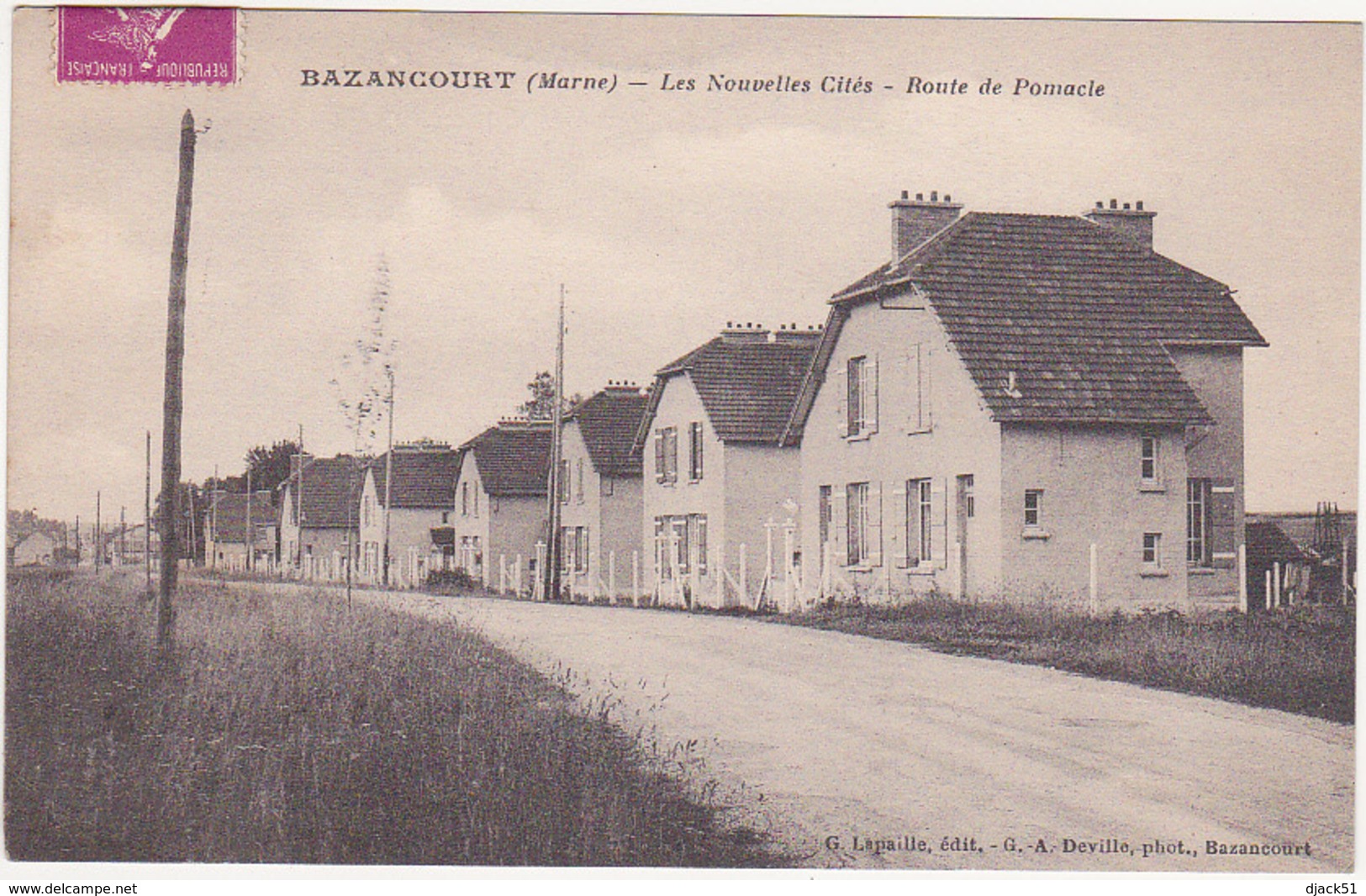 51 - BAZANCOURT (Marne) - Les Nouvelles Cités - Route De Pomacle - 1934 - Bazancourt