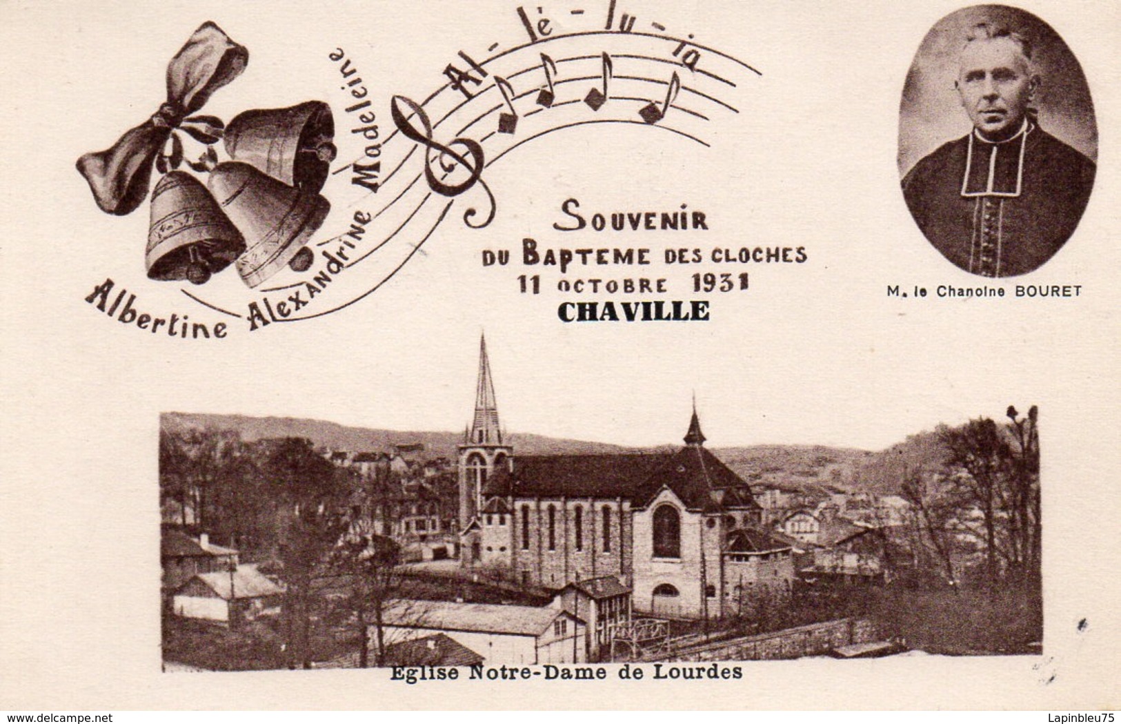CP 92 Hauts-de-Seine Chaville Souvenir Baptême Des Cloches 11 Octobre 1931 Chanoine Bouret - Chaville