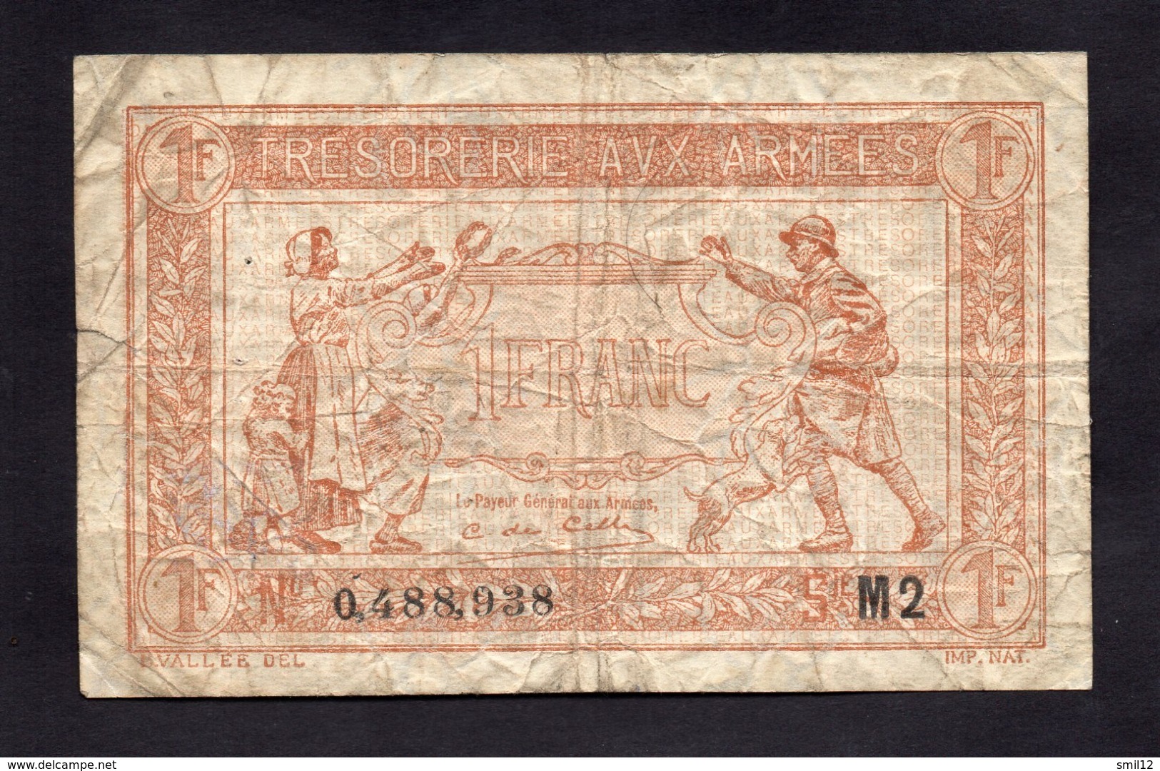 Trésorerie Aux Armées- 1 Franc - M2 - VF4 (4ème Année) - 1917-1919 Trésorerie Aux Armées