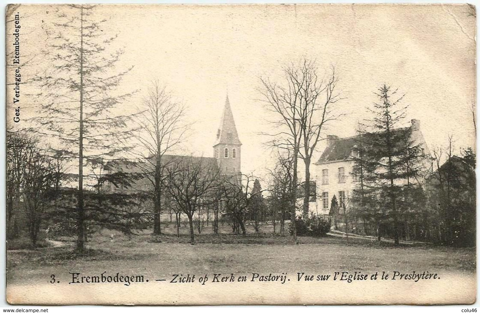 1911 CP Erembodegem Alost Aalst Zicht Op Kerk En Pastorij Vue Sur Eglise Et Presbytère N° 3 - Aalst