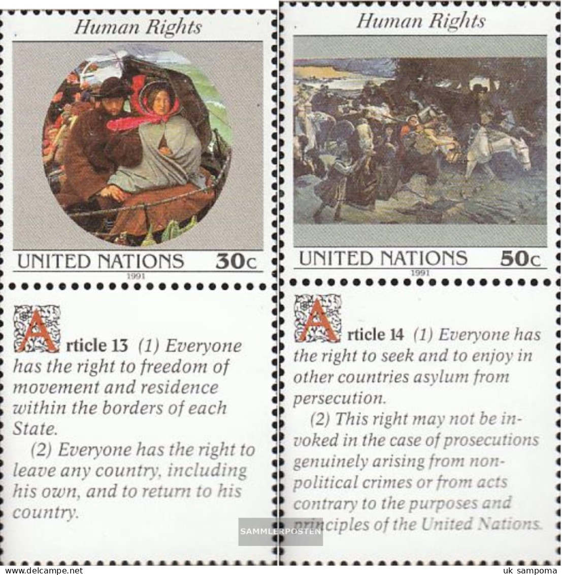 UN - NEW York 623-624 With Zierfeld (complete Issue) Unmounted Mint / Never Hinged 1991 Human Rights - Unused Stamps