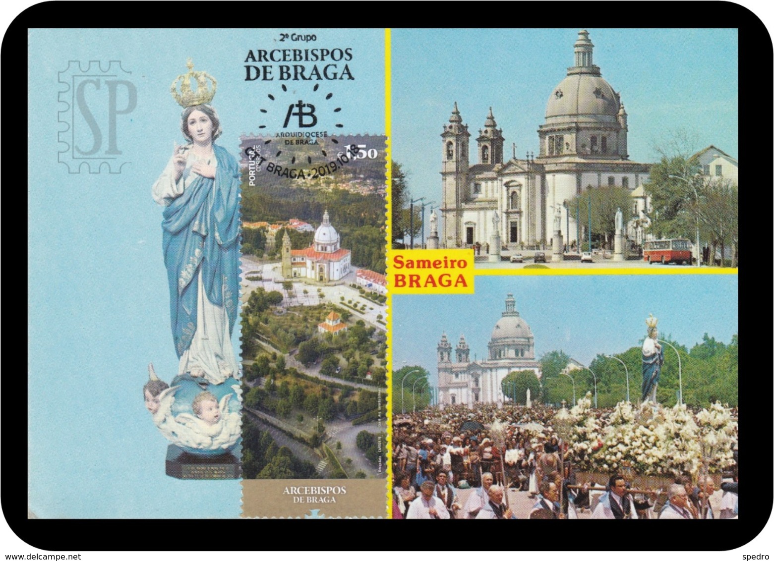 Portugal 2019 Postal Máximo Arcebispos De Braga Religion Architecture Sanctuary Santuário Bom Jesus Maximum Maxicard - Kerken En Kathedralen