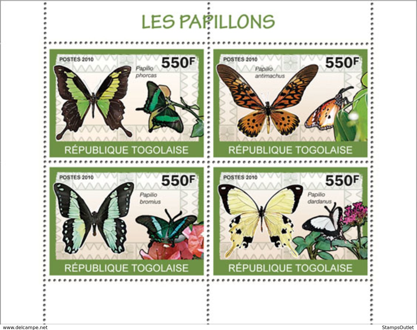 Togo 2010 MNH - Butterflies. YT 2060-2063, Mi 3404-3407 - Togo (1960-...)