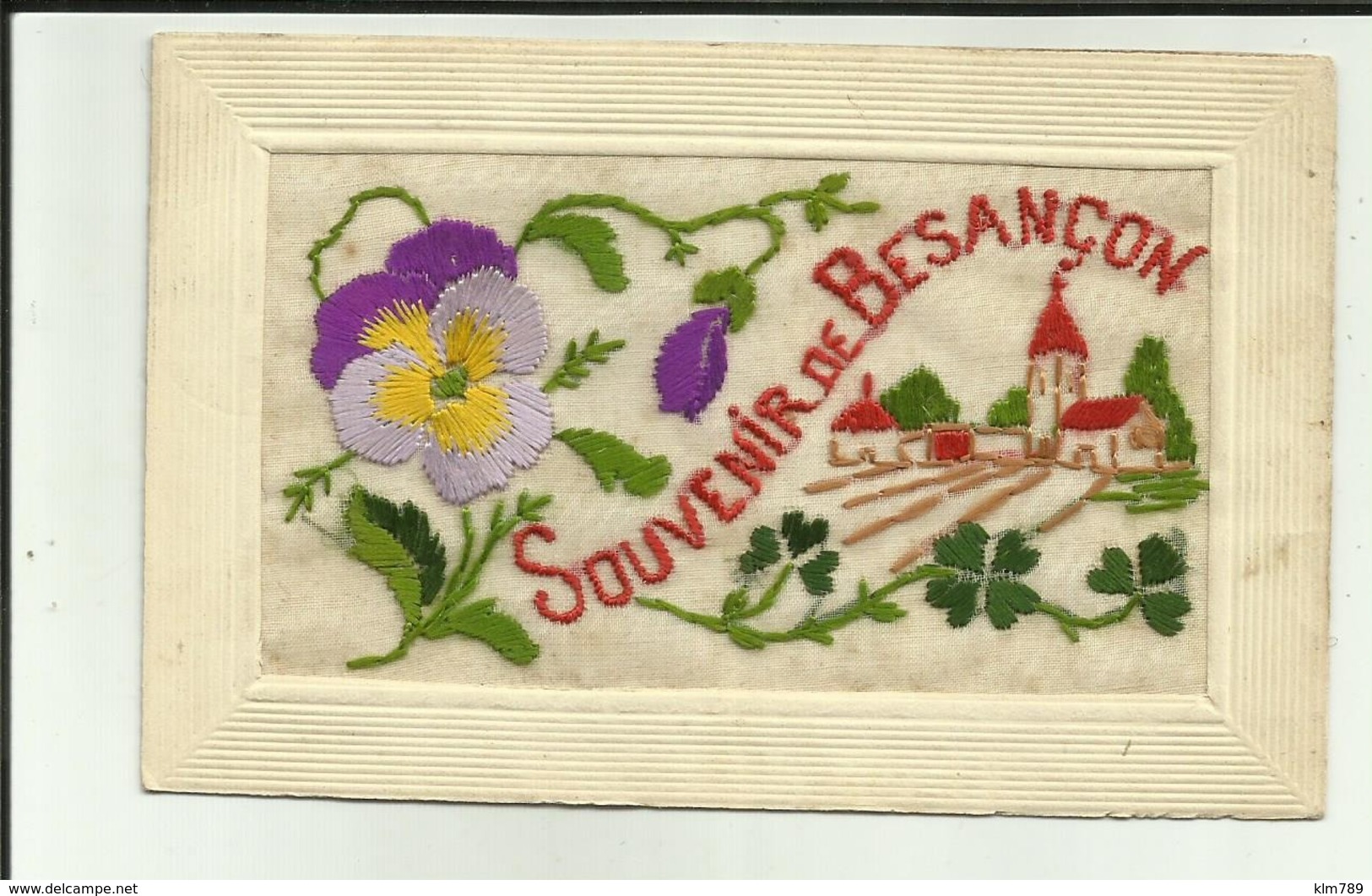 25 - Doubs - Besançon  - Souvenir De Besançon - Carte Brodée - Pensée - - Besancon