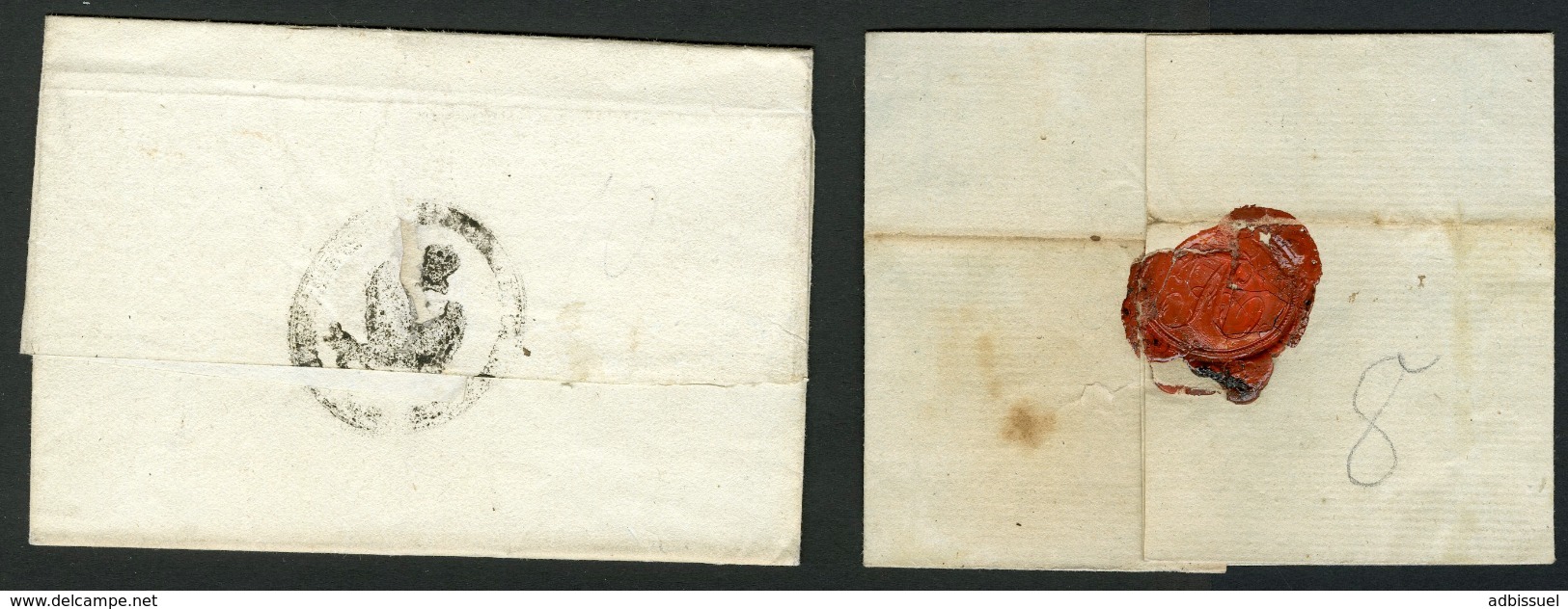 Vers 1800 "100 / MAYENCE" En Noir. 2 Marques Différentes (34x9) Et (39x11) Sur Deux Lettres Pour Spire Et Schlettstadt - 1792-1815: Conquered Departments