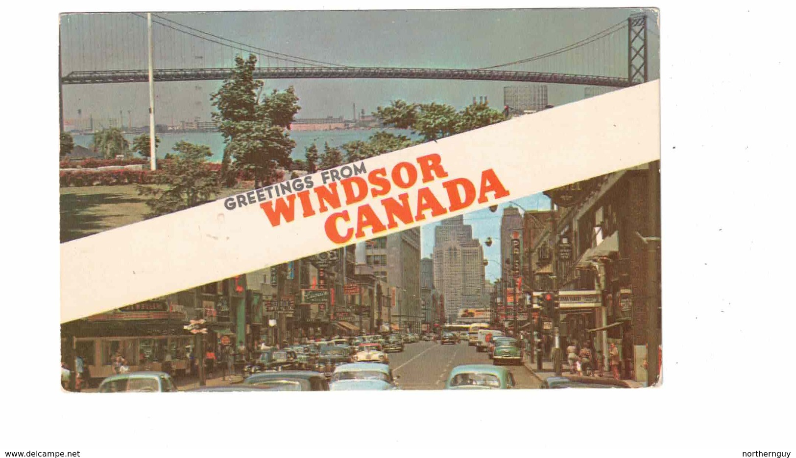 WINDSOR, Ontario, Canada, Greetings From Motor City, 1956 Chrome Postcard, Essex County - Windsor