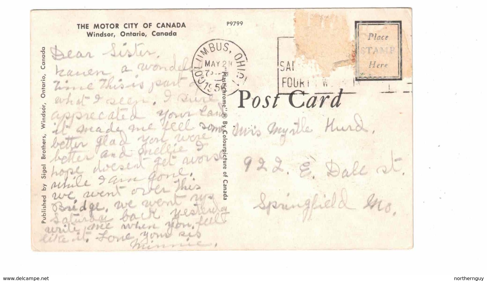 WINDSOR, Ontario, Canada, Greetings From Motor City, 1956 Chrome Postcard, Essex County - Windsor