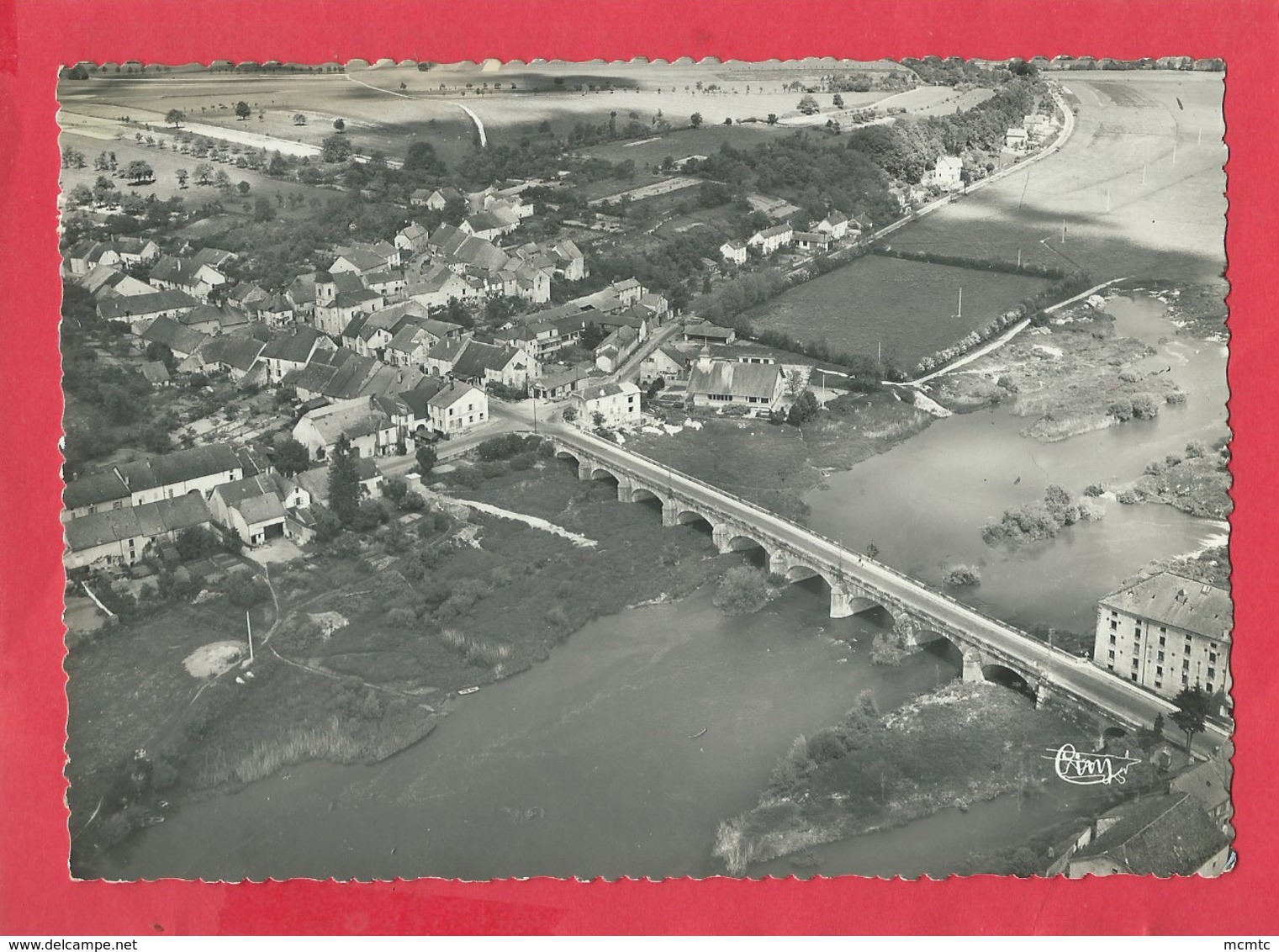 CPSM Grand Format - Port Sur Saône   -(Hte Saône) - Vue Aérienne - Le Grand Pont De Pierre Sur La Saône - Le Moulin Et S - Autres & Non Classés