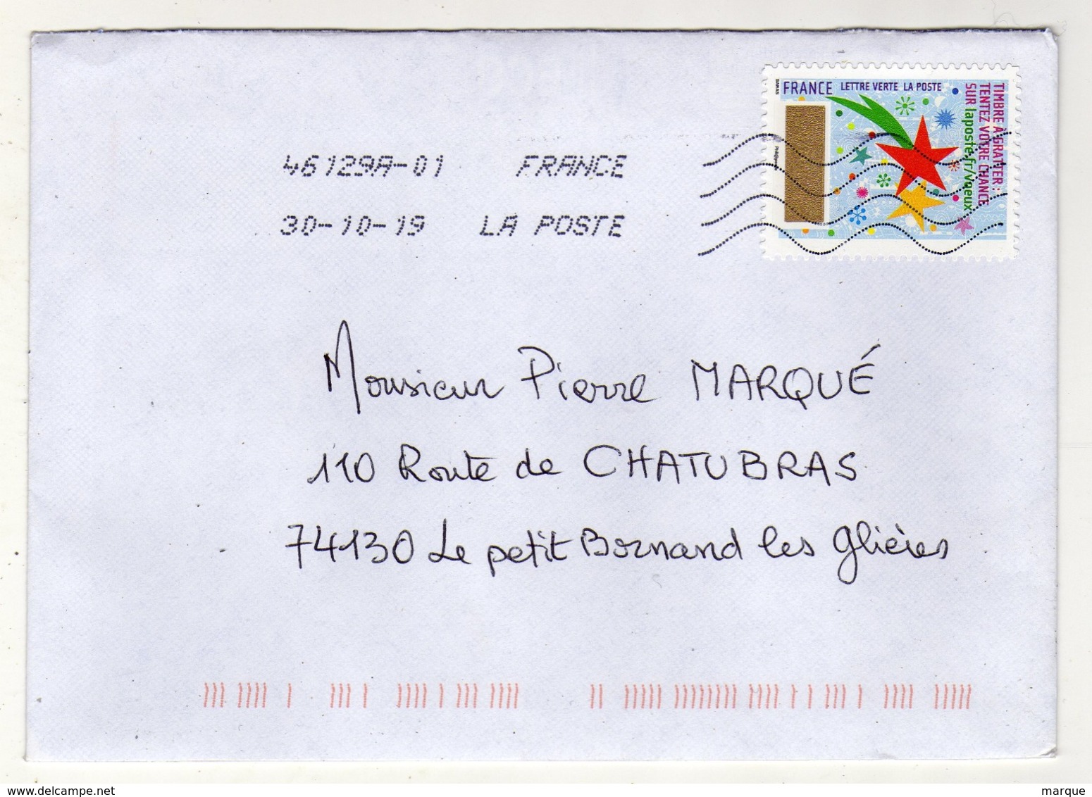 Enveloppe FRANCE Oblitération LA POSTE 46129A-01 30/10/2019 - Mechanical Postmarks (Other)