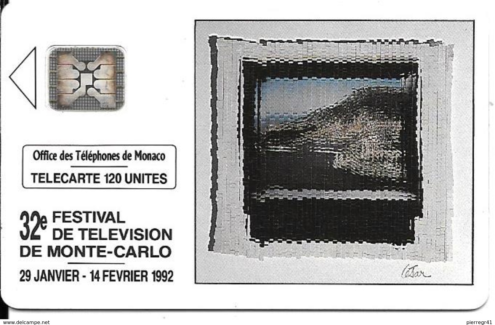 CARTE-PUBLIC-MONACO-120U-MF22-SC4-01/92-FESTIVAL TV-V° 5 IMPACTS-35348-TBE- - Monaco