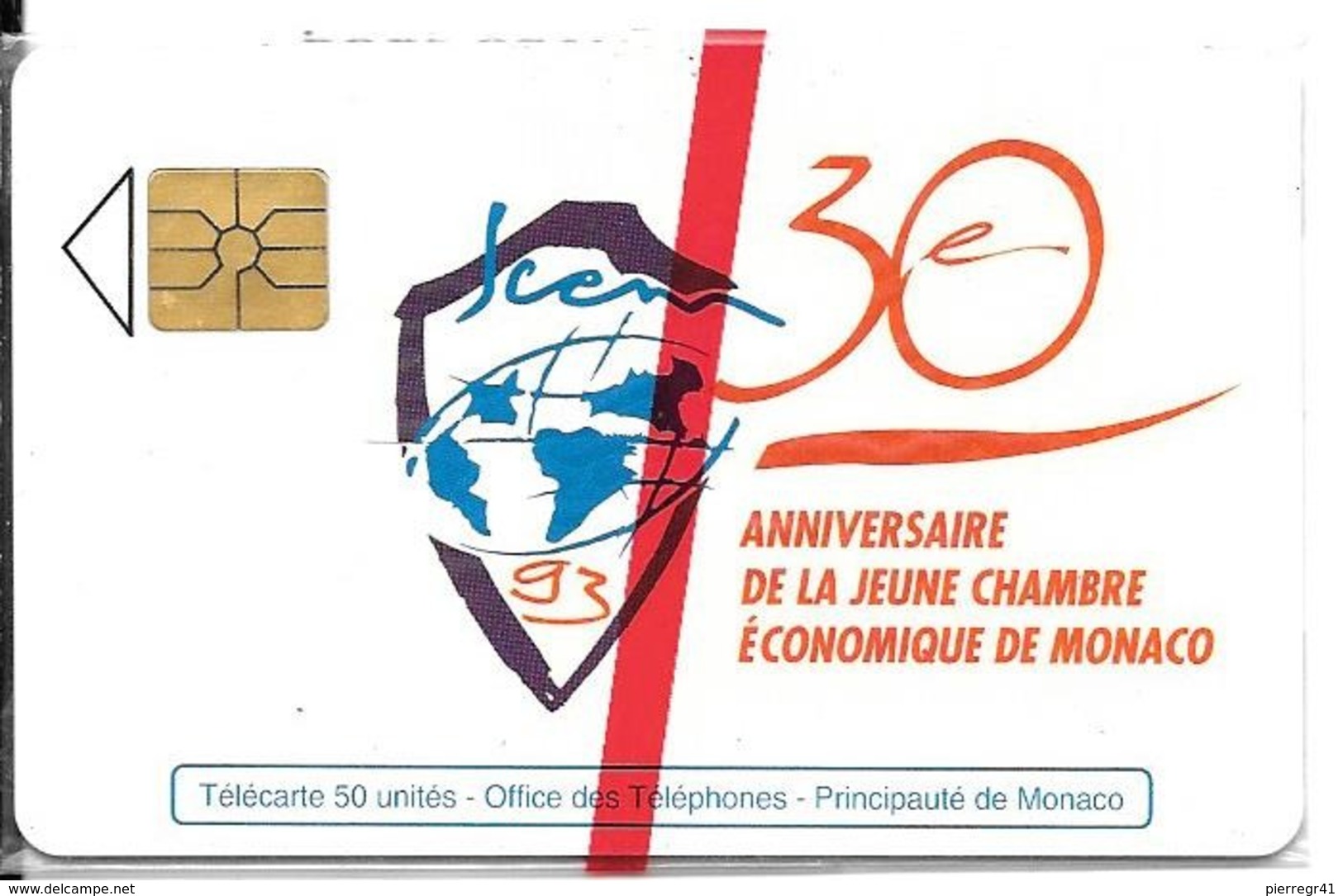 CARTE-PUCE-MONACO-MF28-50 U-GEMA-05/93-30 ANS CHAMBRE COMMERCE-V°N° Série B3411731 A-NSB-TBE - Monace