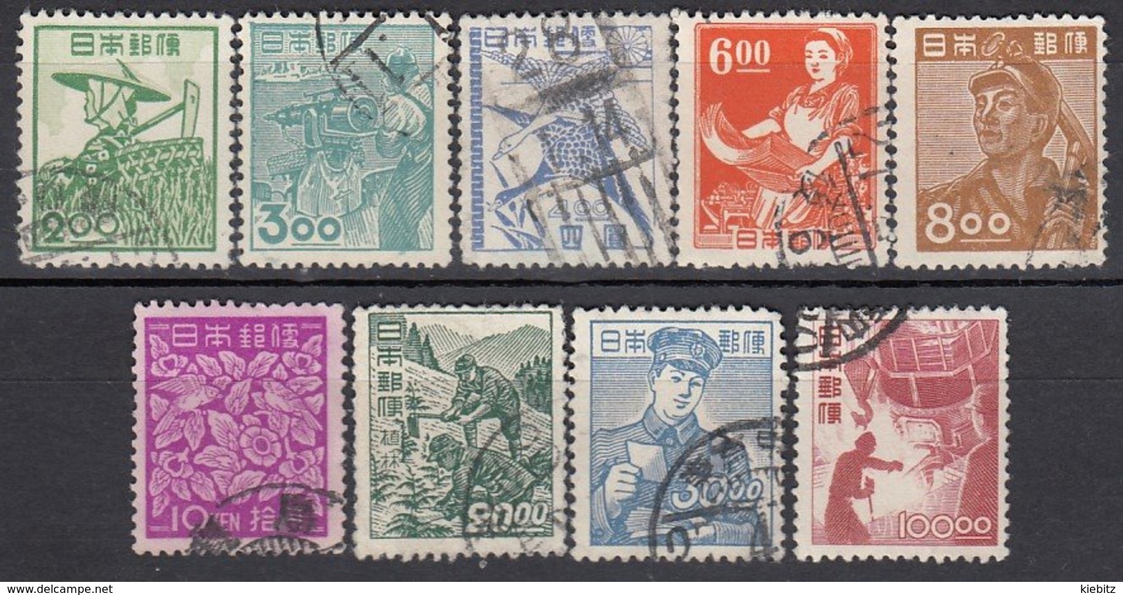 JAPAN 1951 - MiNr: 555-563  9 Werte Gestempelt - Gebraucht