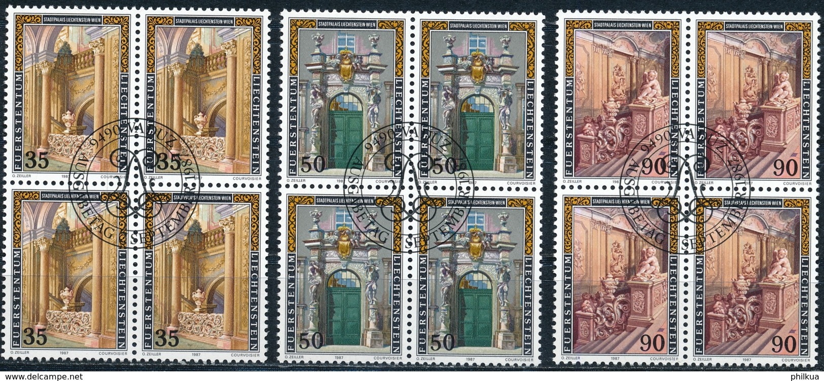 Zumstein 865-867 / Michel 925-927 Viererblockserie Mit ET-Zentrumstempel - Usati